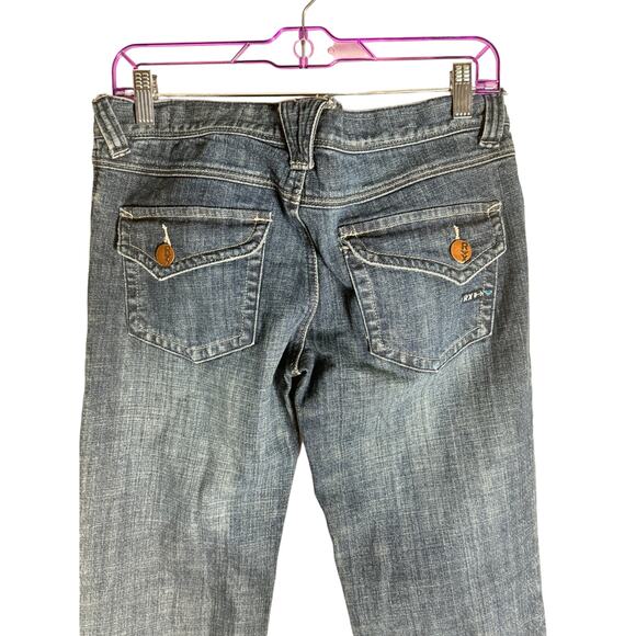 Womens Roxy Malibu Baby Bell Fit Blue Boho Chic Denim Jeans 9 NWT - Picture 3 of 6